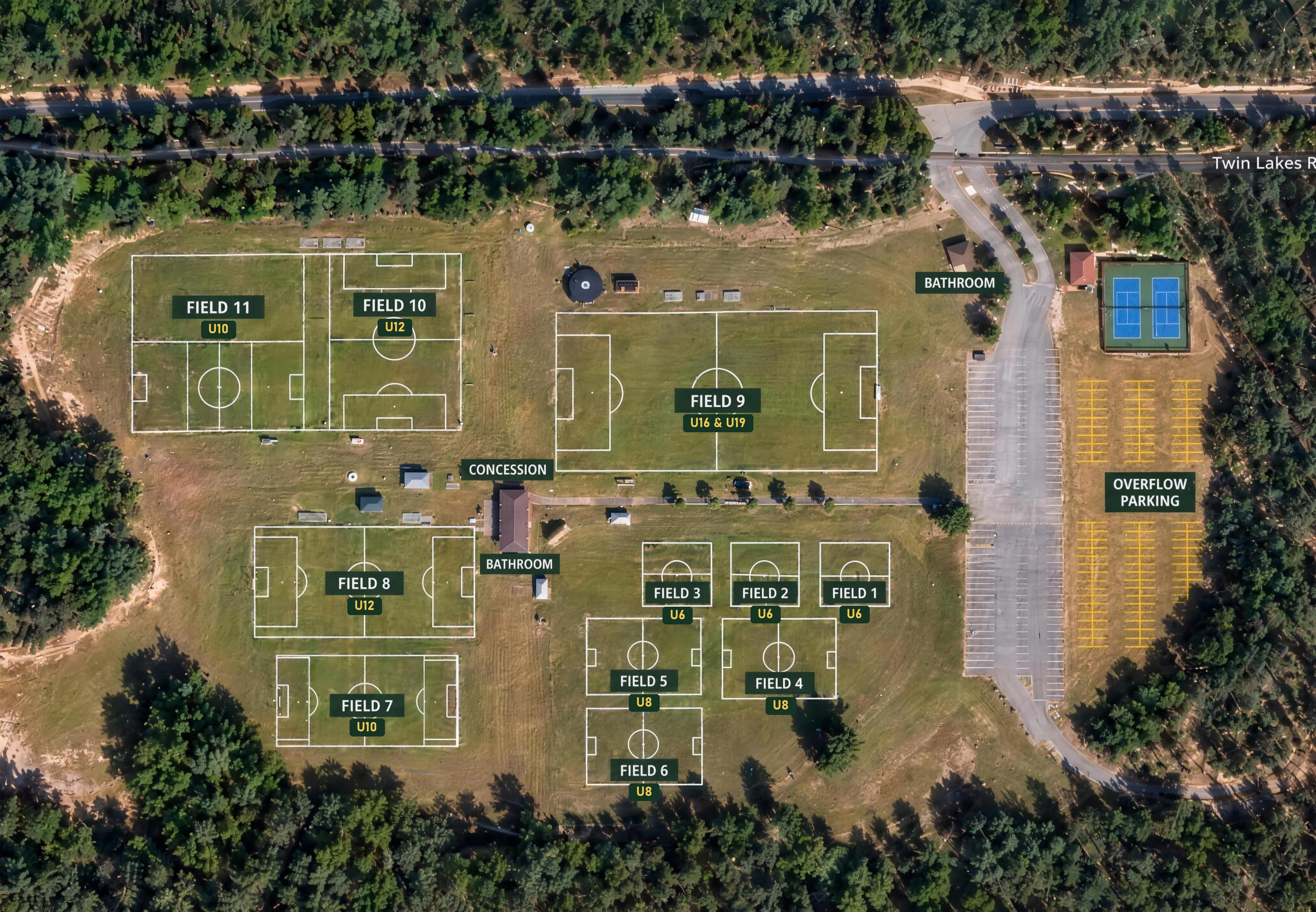Field map of Twin Lakes Park